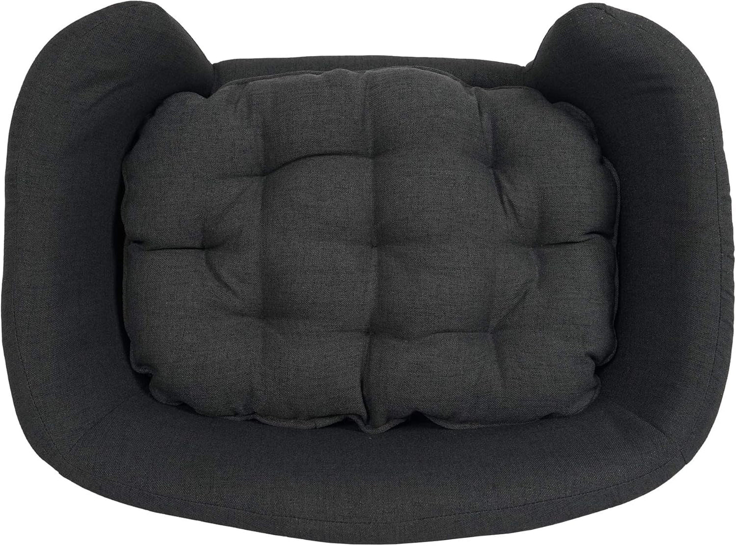 Gdfstudio Mid Century Small Plush Pet Bed, Dark Gray and Natural Finish