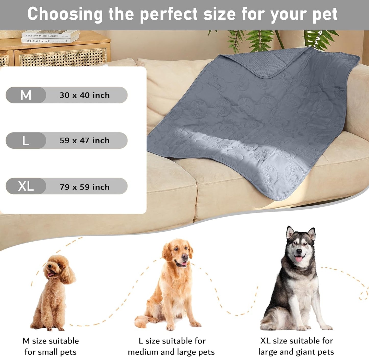 Kritter Planet No Slip Pet Couch Cover, Waterproof Dog Blanket Bed Cover, Washable Sofa Furniture Protector Pad Mat for Dogs Cats