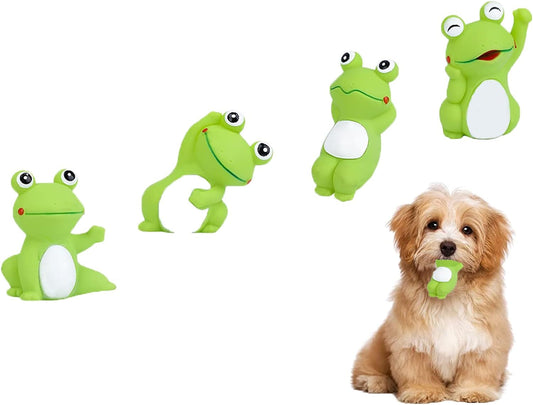 4 Cute Frog Puppy Squeak Toys Latex Float Water Pool Dog Toys Squeaky for Small Breed Soft Fetch Interactive Play Pet Toys, Green