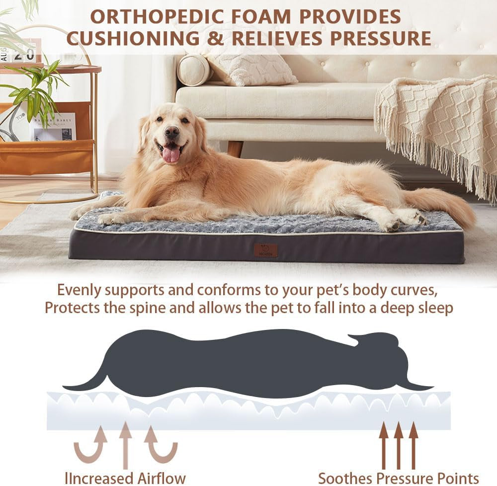 Dog Bed Medium Size Dog, Orthopedic Medium Dog Bed with Supportive Egg Crate Foam and Removable Waterproof Cover, Washable Pet Bed with Nonskid Bottom-30.0" L X 20.0" W X 3.0" Th