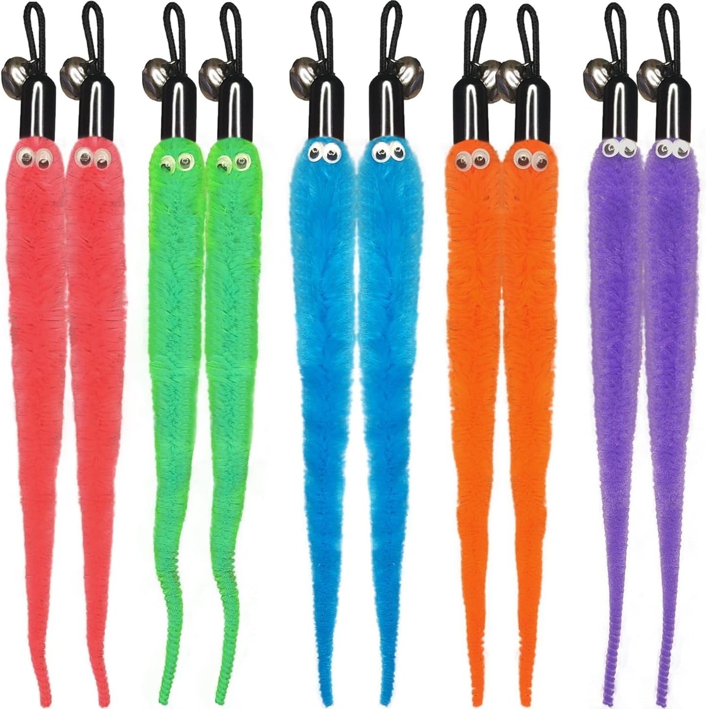 10 Pack Vibrant Cat Toy Worms with Bells,Interactive & Durable Toys,Wand Toys Replacement or for Individual Cat Play,It Will Bring Endless Fun to Cats