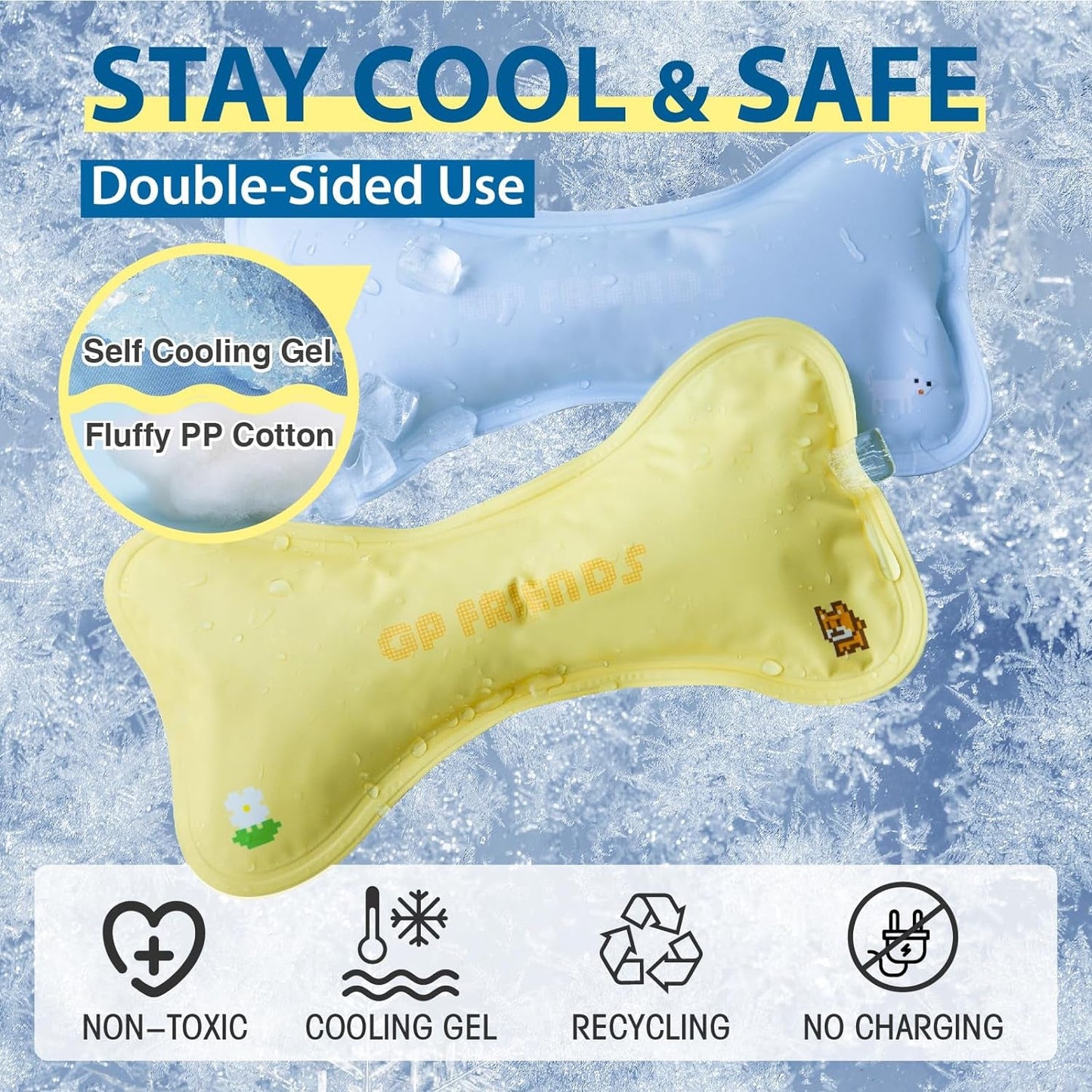 Cooling Pillow for Small to Medium Dogs and Cats, Versatile Cooling Solution for Dog Beds, Cooling Mat, Crates and Kennels, Cream Yellow, Small Size for up to 12 Lbs