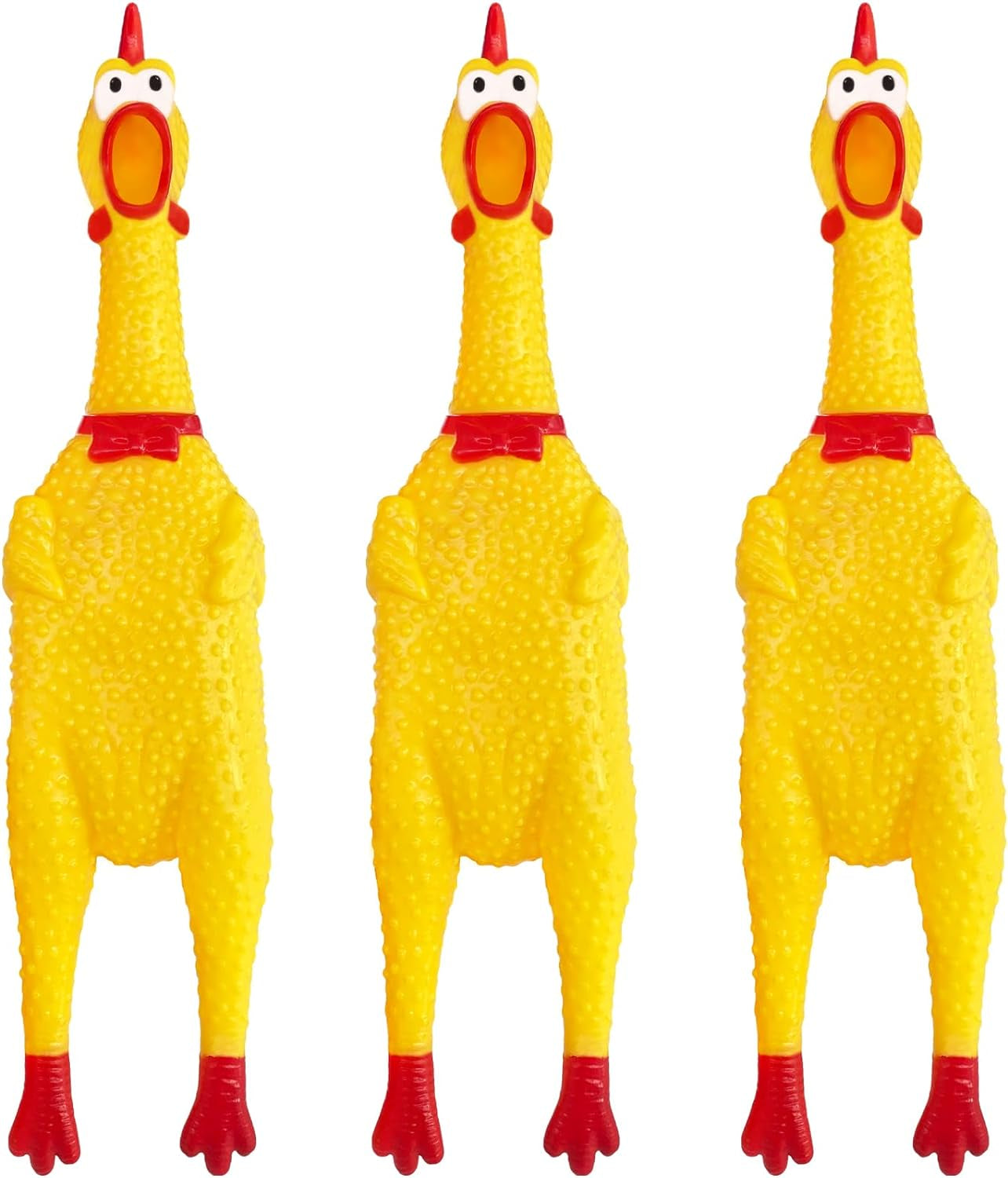 2 Pcs Large Rubber Chicken,Screaming Chicken Dog Toys,Yellow Rubber Squawking Chicken,Squeaky Chicken Toys,Prank Noise Maker Dog Toys 12 Inch