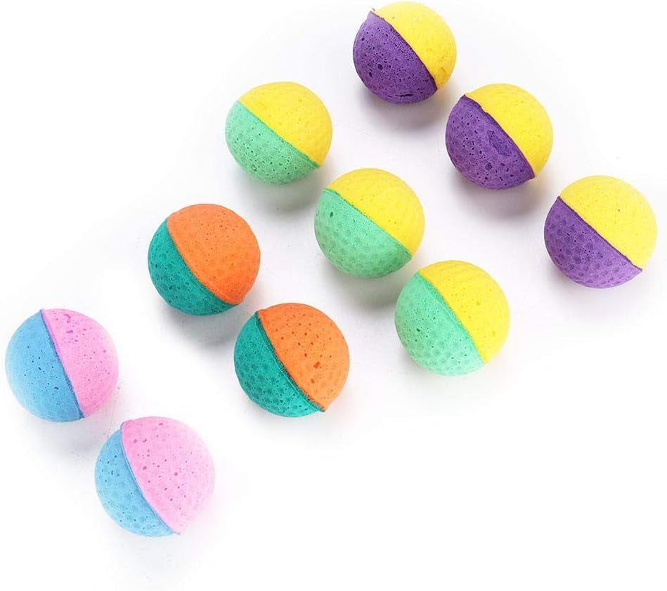 10Pcs Cat Latex Balls Toys, Pet Kitten Colorful Foam Ball Scratching Play Toy Interactive Chaser Teaser Playthings Having Fun Exerciser for Cats Dogs Puppy Kitty Kitten Pets Novelty Gift