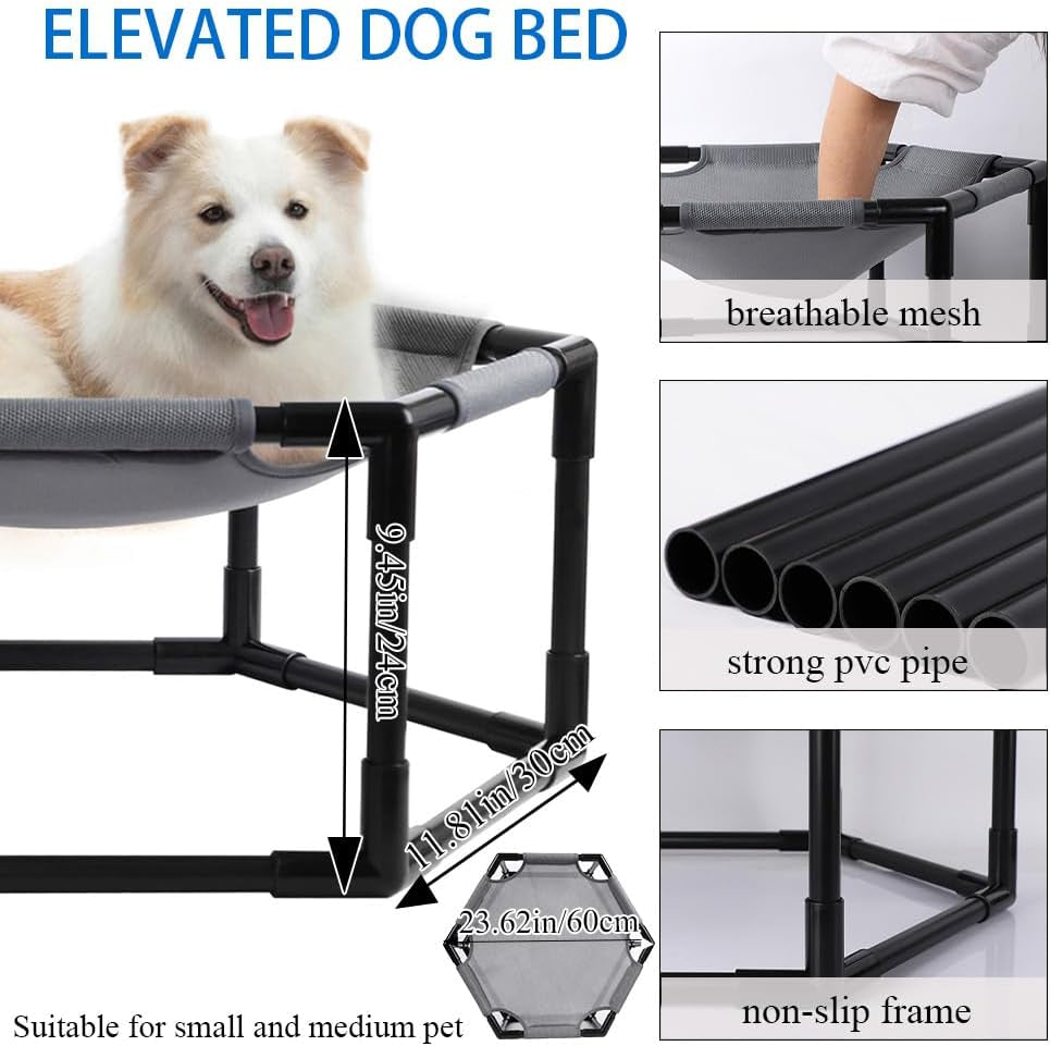 Elevated Dog Bed for Small Dogs, Raised Cooling Pet Cot with Breathable Mesh for Indoor and Outdoor Use, Gray, 21.25 * 7.87"