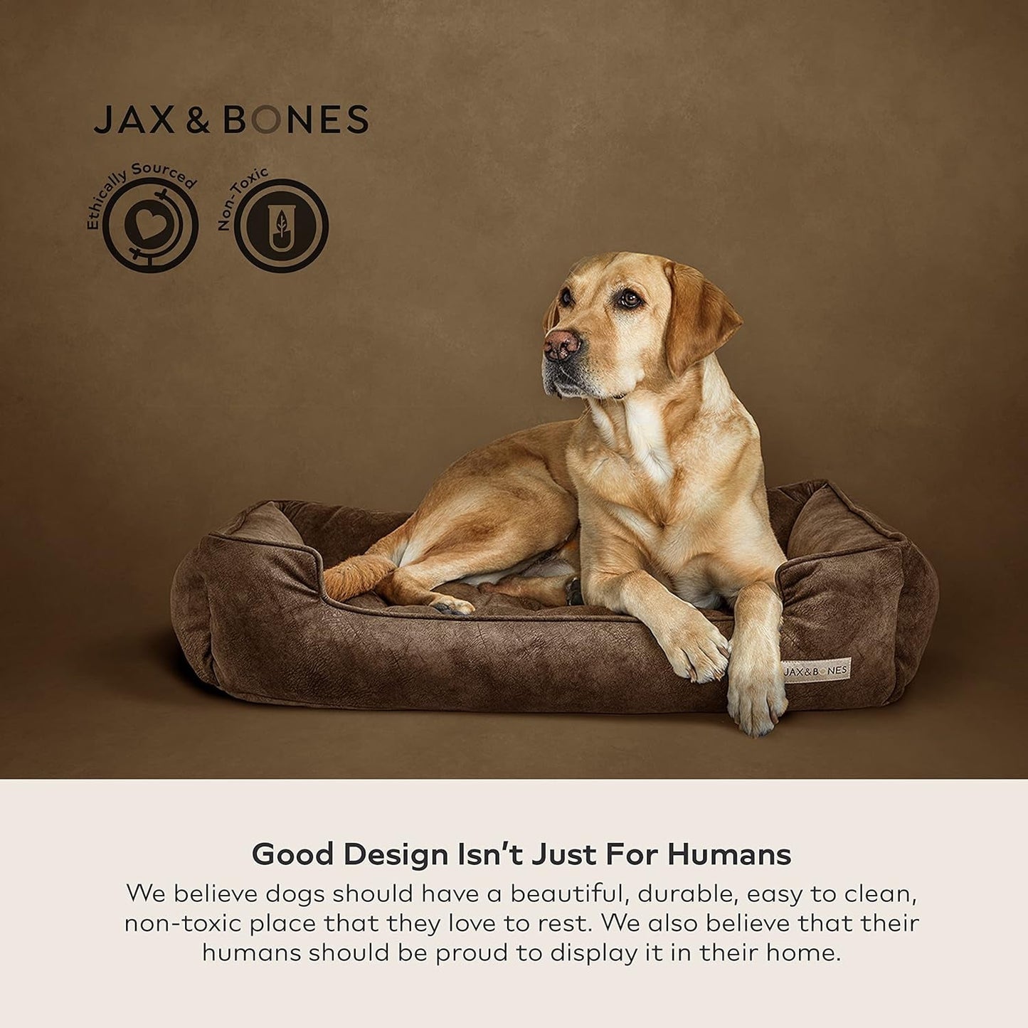 Jax & Bones Dog Bed Lounge - Machine Washable Bed for Dogs - Heavy Duty Bolstered Sides - Extra Large Grey Dog Mat Beds | 48 X 40 Inches