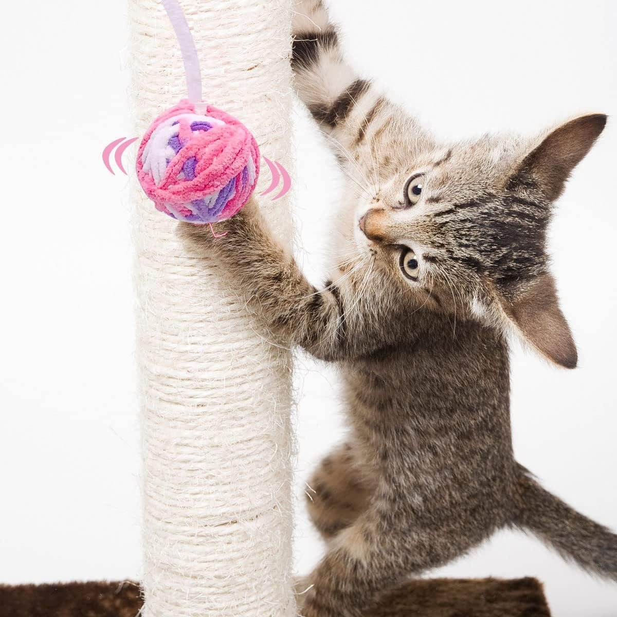 10 Pcs Cat Toy Balls with Bell for Indoor Kitty Interactive round Kittens Mint Toys Catnip Woolen Yarn Ball Built in Bell 2 Sizes Interaction Play Training and Chewing Accessories