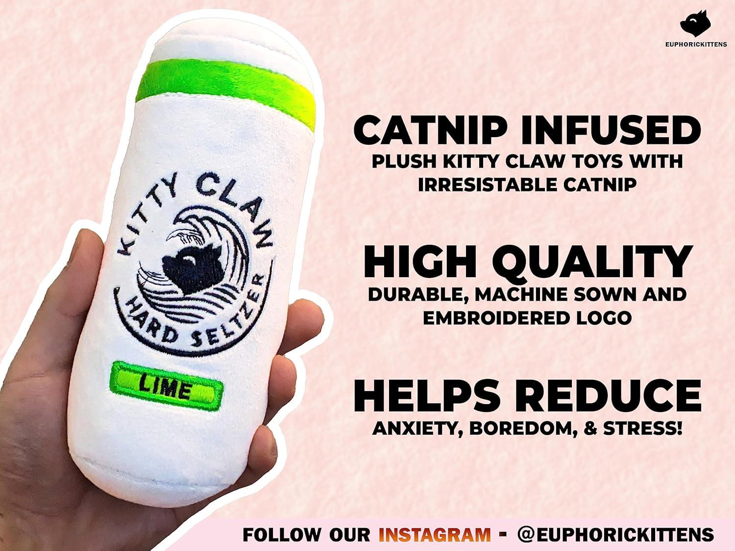 Kitty Claw Cat Toys - Funny Cute Plush Cat Toys with Catnip - Parody Cat Toy (2 Pack) (Original)