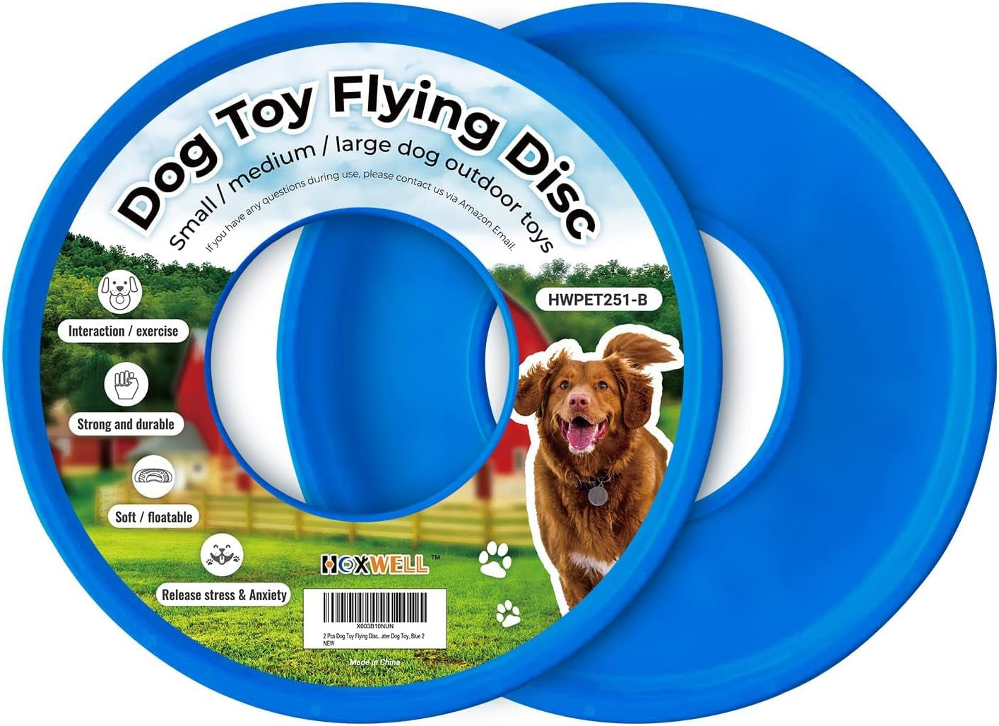 2 Packs Dog Toy Flying Disc, Pet Training Rubber Flying Toy Golf Saucer Fetch, Floating Water Dog Toy for Small, Medium, or Large Dogs Outdoor Flight, Blue