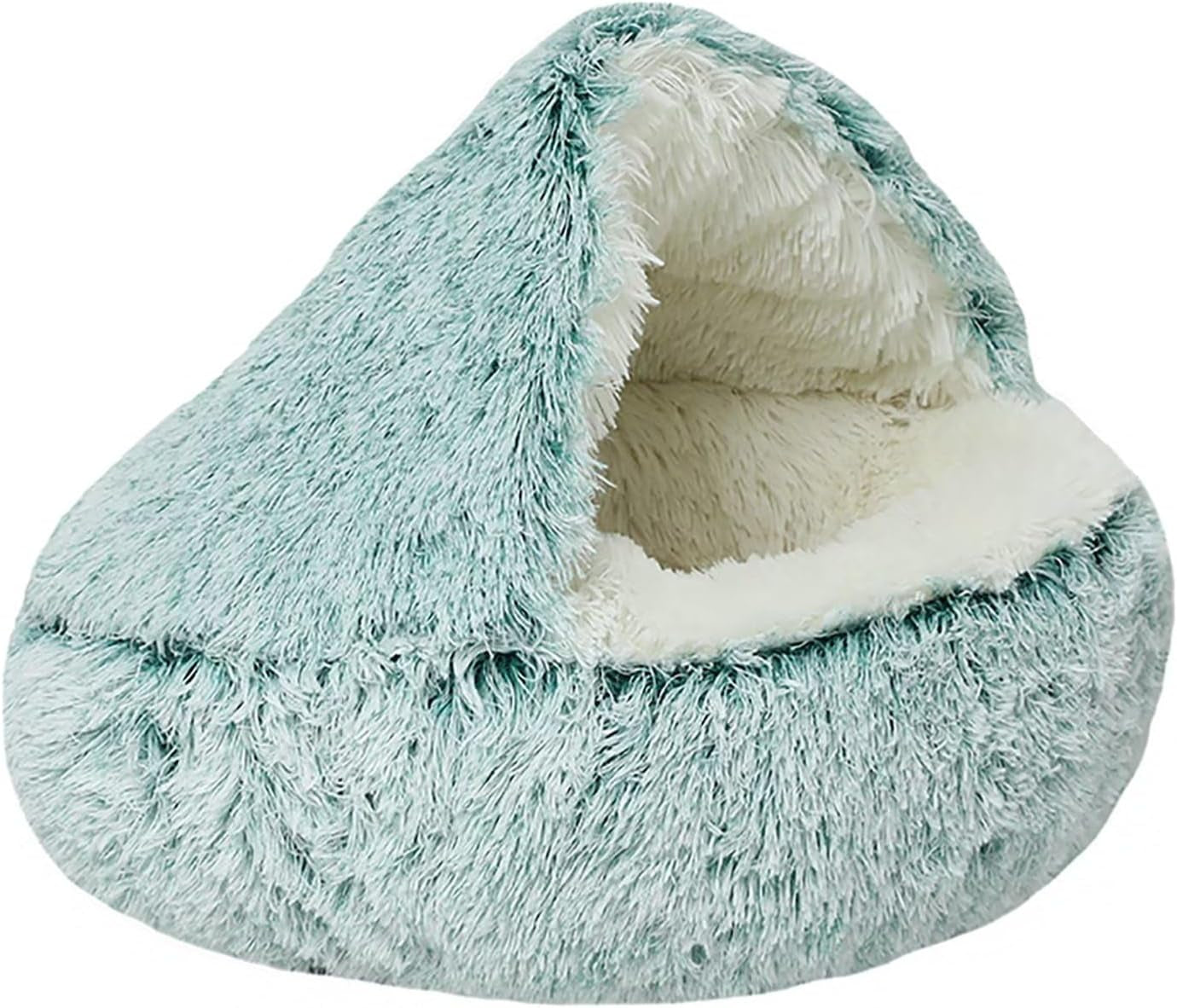 Dog Cave Bed for Small Dogs Cats Pets, anti Anxiety Calming Plush Dog Beds, Fluffy Covered Hooded Cozy Burrow Puppy Beds, Anti-Slip Bottom Washable Pet Sleeping Bag (20" D, Coffee)