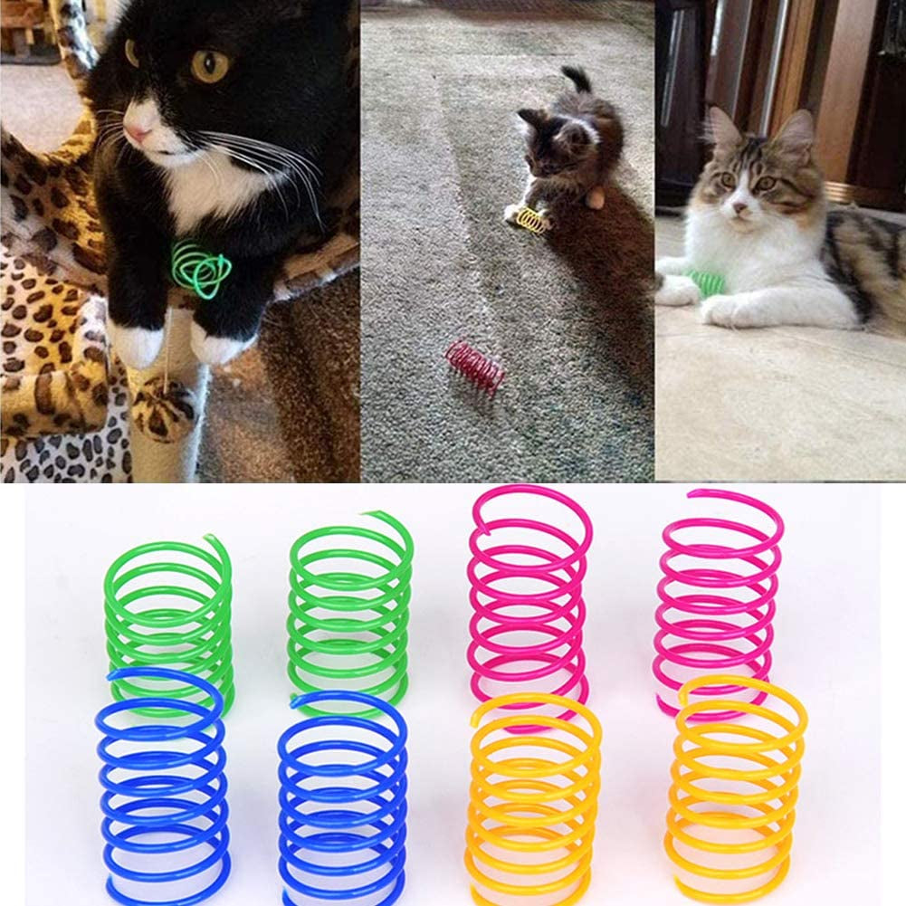 120 Pack Cat Spring Toy, Colorful Interactive Cat Toy Plastic Coil Springs Cat Toy for Swatting, Biting, Hunting Kitten Toys