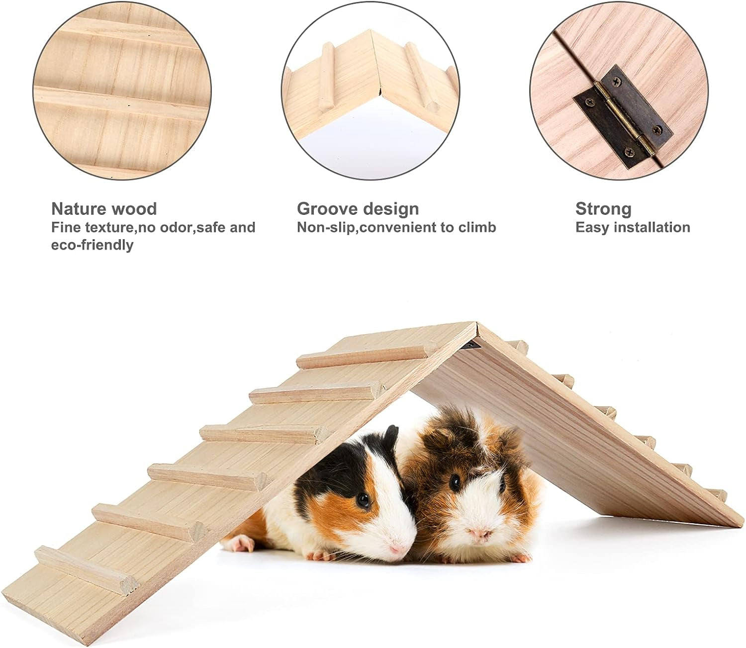 YUEPET Small Animal Wooden Cage Bridge Guinea Pig Habitat Ramp over Nature Climbing Ladder Toy for Rabbit Hamster Bunny Ferret Squirrel Hedgehog Chinchilla Rat Gerbils Mouse