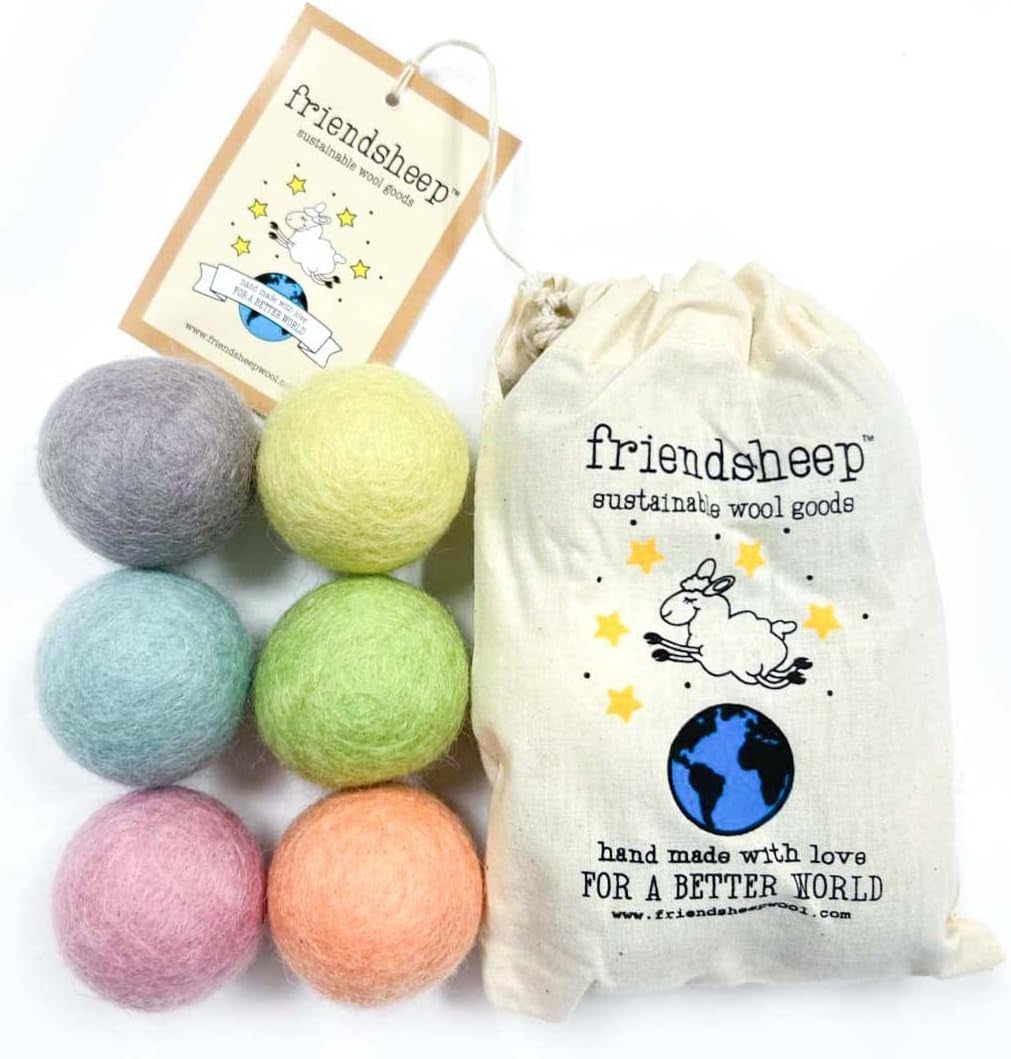 Friendsheep Eco Wool Pet Toy Ball - Cat, Ferret, Small Dog - Fair Trade, Handmade in Nepal, Eco-Friendly - 100% Wool, 6-Pack (Balls X6, Rainbow Land)