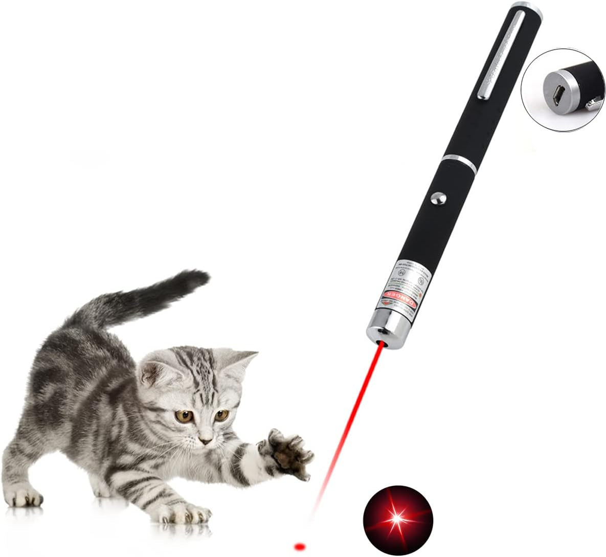 3Pcs Cats Toys Lazer Pointer USB Rechargeable Green Red Blue Light Lazer Presentation Remotes for Indoor Classroom Interactive Teaching (Mixed Color, USB 3 Pack)