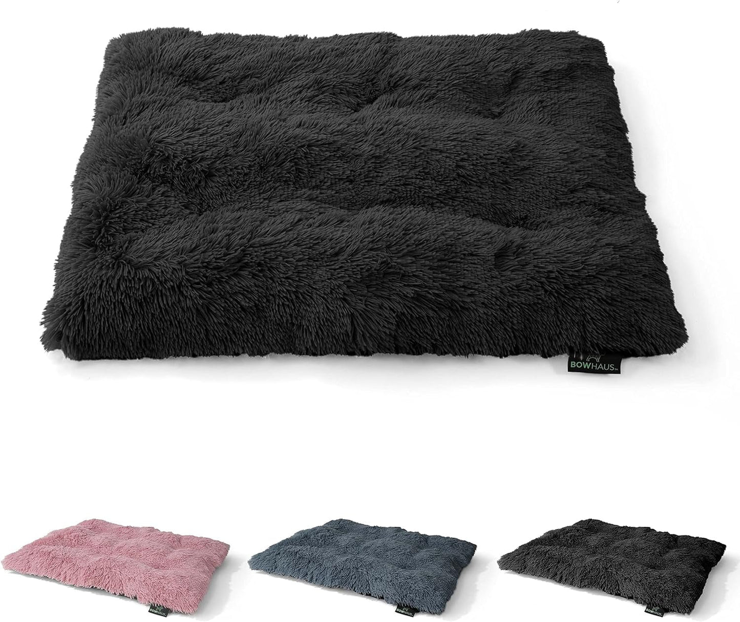 35/43 Inch Deluxe Plush Crate Pet Bed, Shaggy Pillow Dog Bed, with Anti-Slip Bottom, Washable, Anti-Anxiety Fluffy and Soft Kennel Pad for Small/Medium/Large Dogs in Pink, Dark Gray, Black