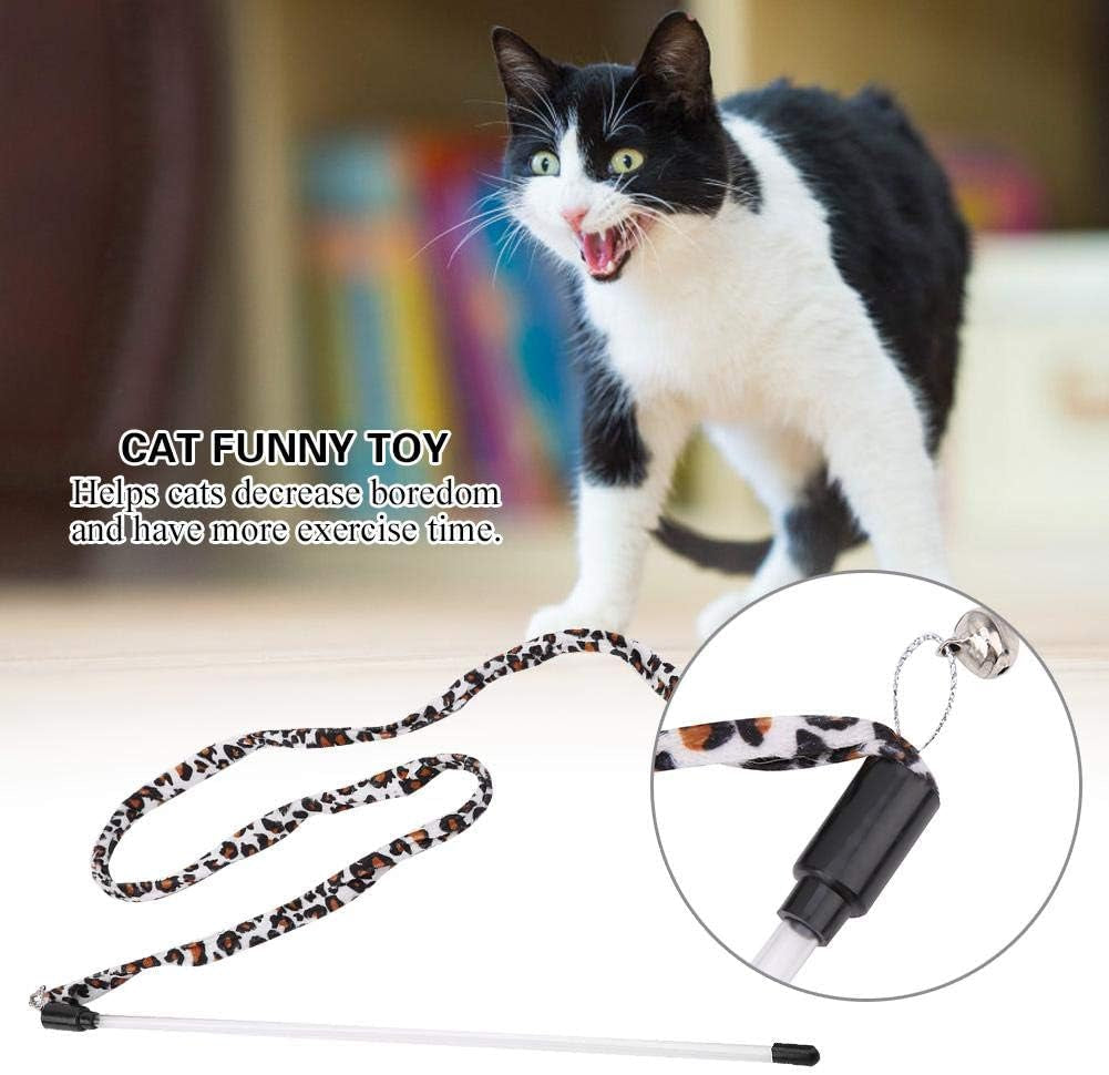 1Pc Cat Funny Toy Teaser Stick Chaser Wand Leopard Print Tail with Bell Interactive Wand String Toy