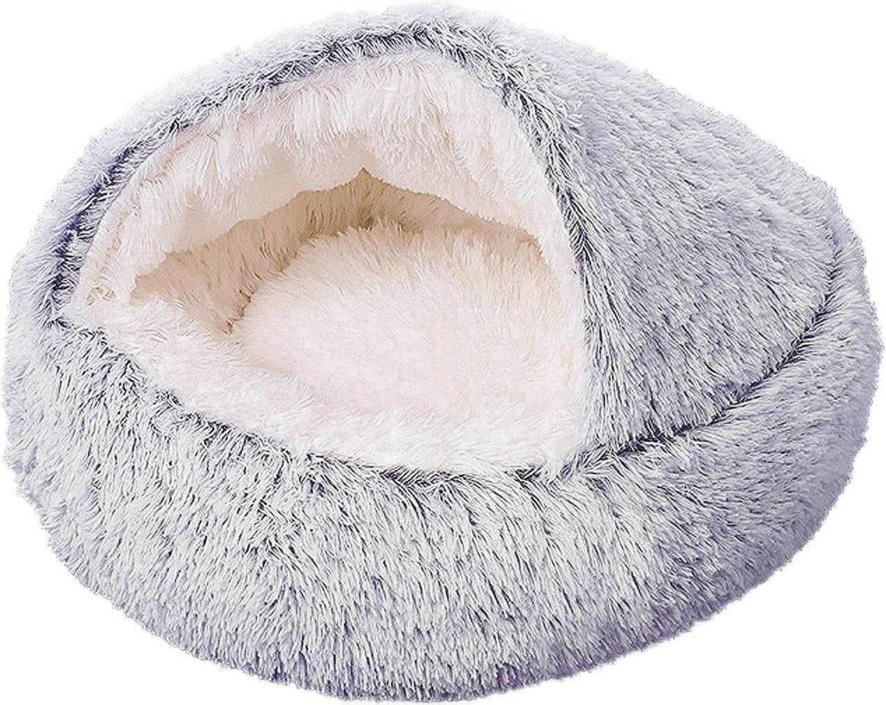 Cozy Dog Bed Cat Bed with Cover Cave for Small Dogs,Hooded Plush Cat Cave for Indoor Cats