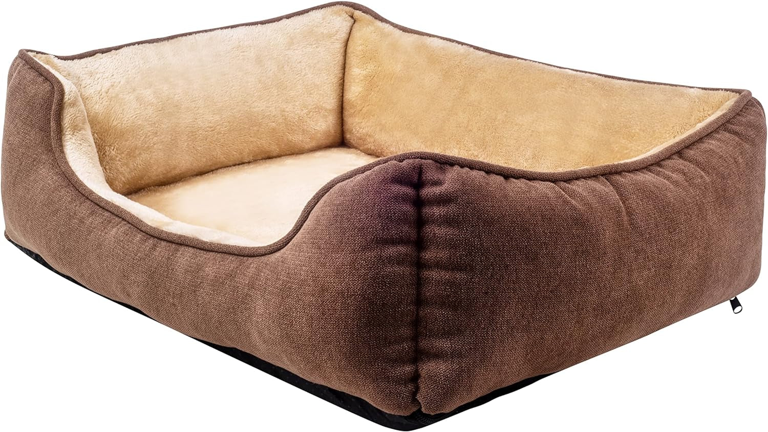 Long Rich Rectangle Bolster Pet Bed, Dog Bed Medium Size Brown Color