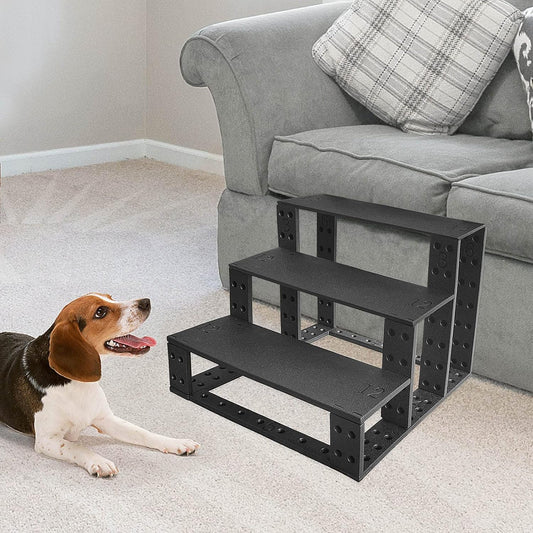 Dog Stairs for Small Dogs, 3 Steps Dog Steps for Bed Couch, Stairs for Small Dogs to Get on Bed, Easy Install Pet Stairs for Small Dogs, Cats