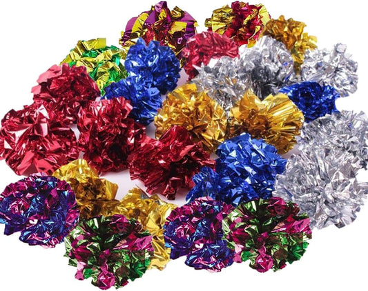 25 Pack Original Mylar Crinkle Balls Cat Toys（Random Color）