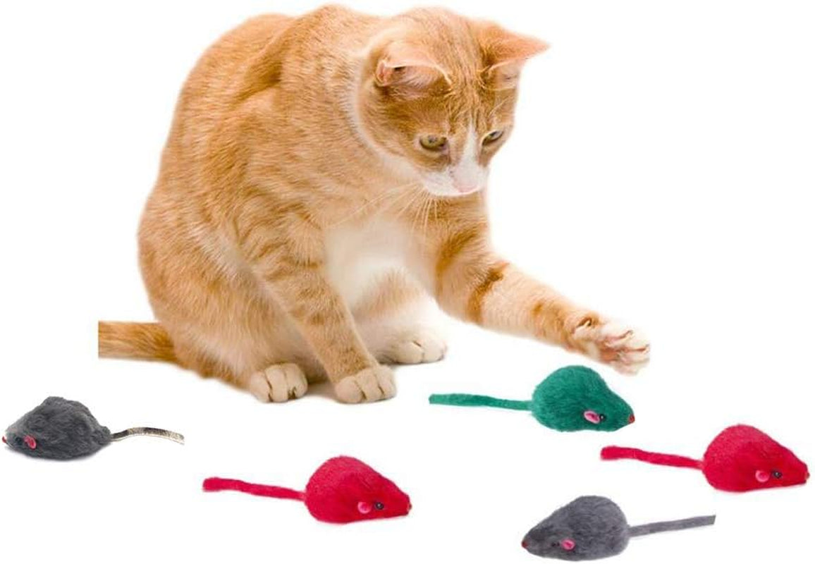 20 Pack Furry Cat Toys Mice Rattle Mice Cat Catcher Assorted Color