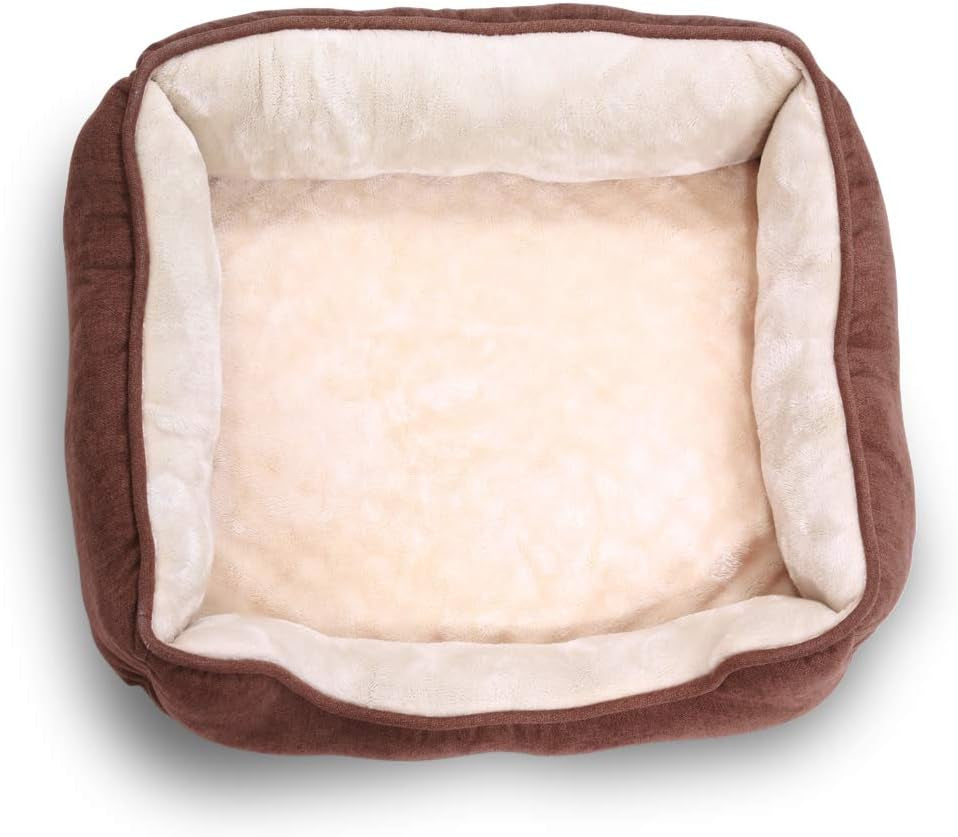 Long Rich Rectangle Bolster Pet Bed, Dog Bed Medium Size Brown Color