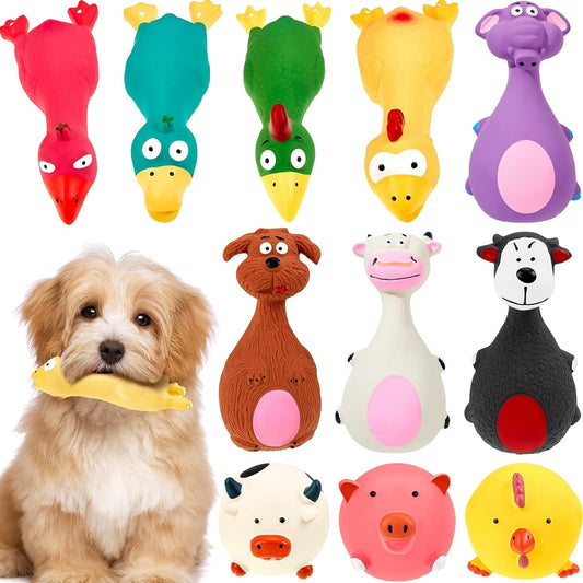 11 Pcs Dog Squeaky Toys Squeaky Latex Dog Toys Soft Chew Rubber Dog Toy Rubber Chew Toys for Dogs Assorted Animal Pet Toys Puppy Fetch Pet Interactive Play for Small and Medium Pets