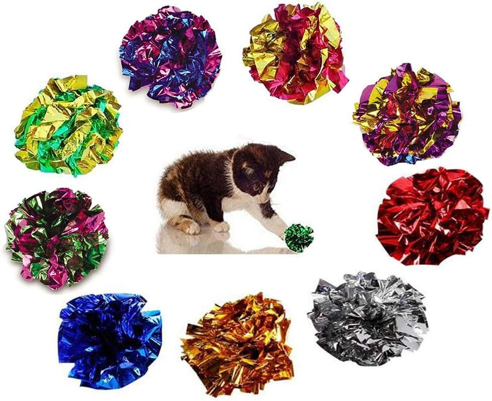 25 Pack Original Mylar Crinkle Balls Cat Toys（Random Color）