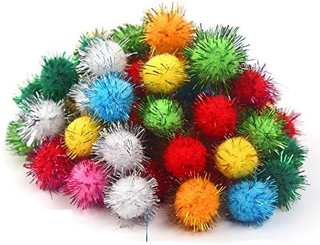 1.5" Sparkle Balls My Cat'S Favorite Toy Pom Pom Balls - 50 Pack