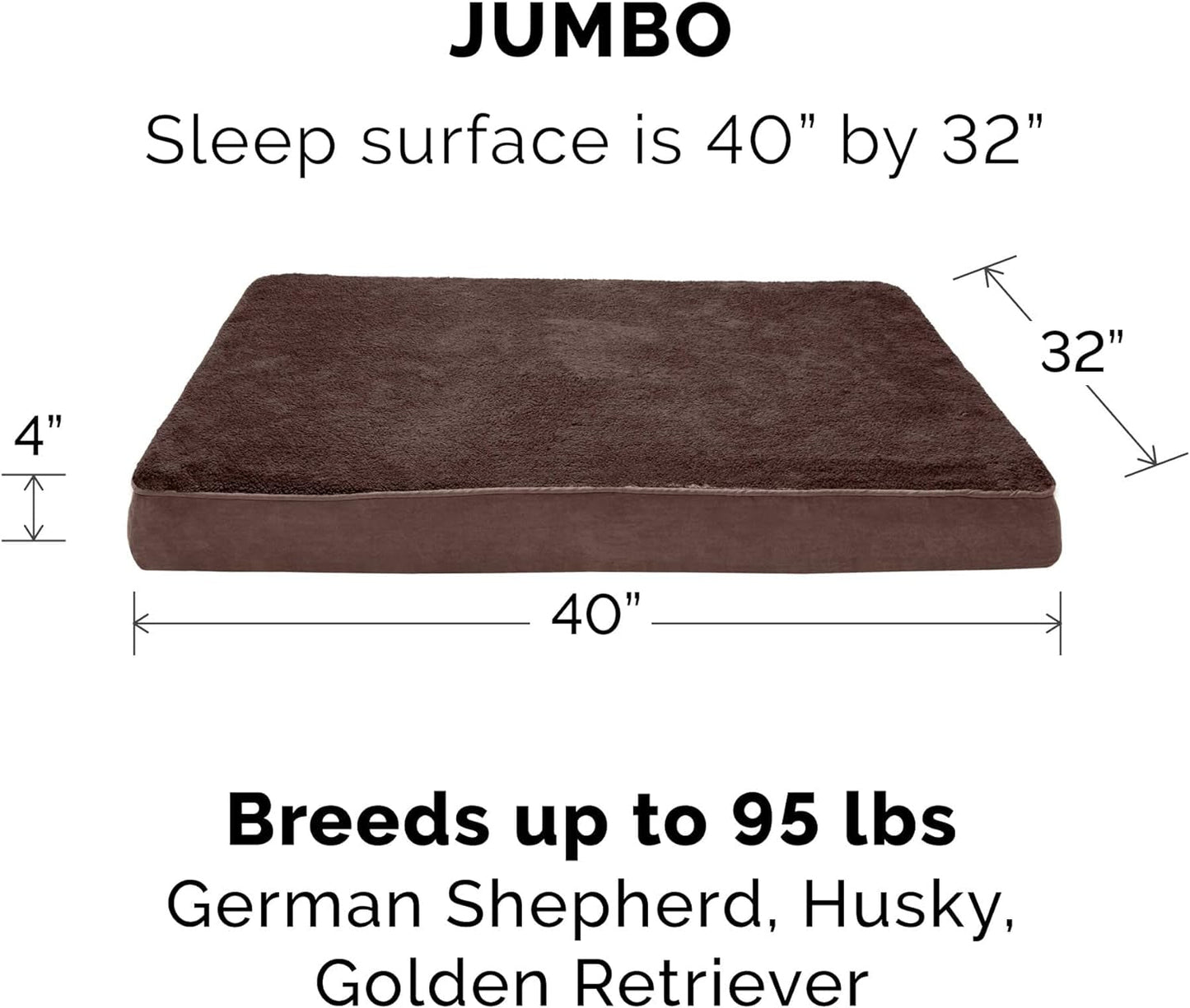 Furhaven Replacement Dog Bed Cover Terry & Suede Mattress, Machine Washable - Espresso, Jumbo (X-Large)