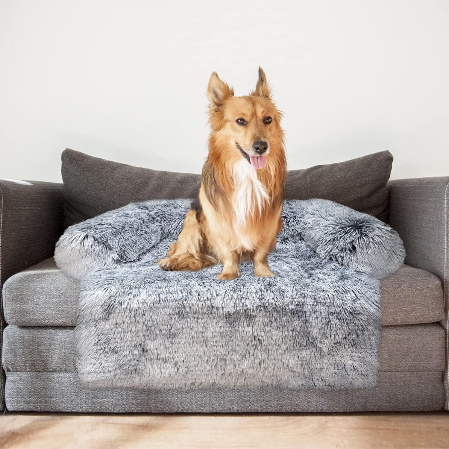 Dog Bed Dog Sofa Couch Calming Cat Beds Fluffy Plush Cats Mattress Comfy Washable Cover Puppy Kennel Pad Extra Large Medium Couches Dogs Sofa Blue Grey S