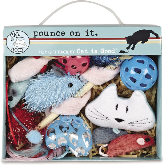 12-Piece Pounce Toy Gift Box – Pounce on It Assorted Toys Keep Cats and Kittens Entertained Safely