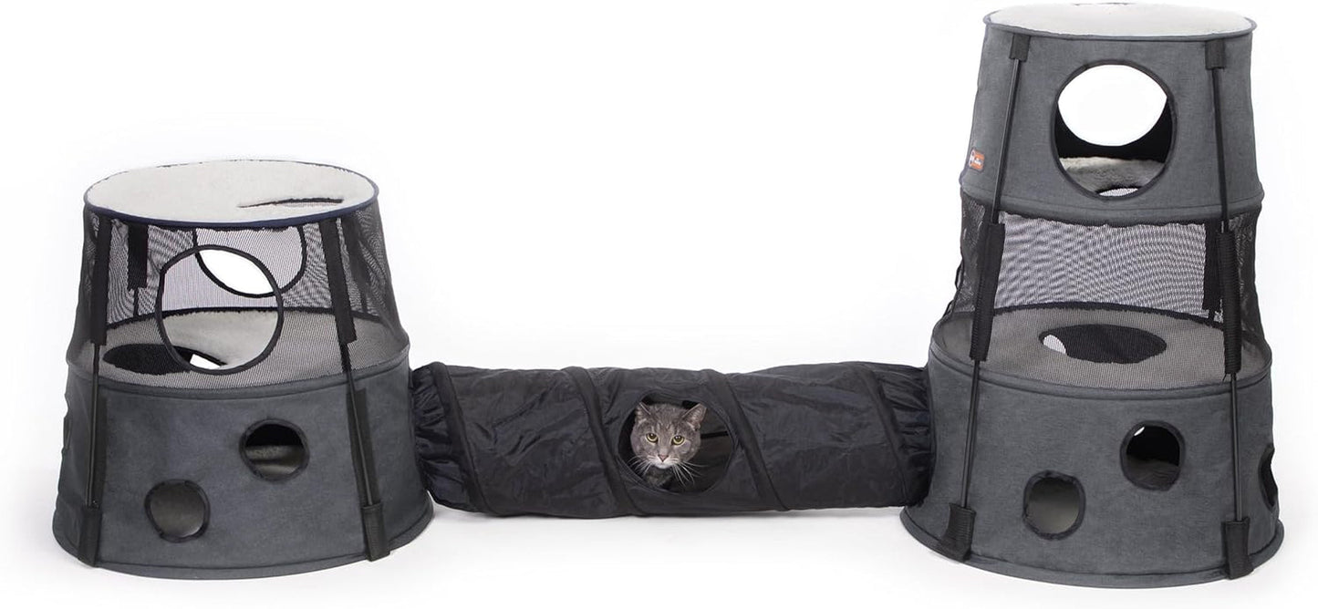 K&H Pet Products Cat Tower Tree Condo for Indoor Cats, Modern Cute Cat Hammock Bed, Kitten & Adult House Activity Center Playground Tree Cave Large Cozy Hideaway - 3 Level Gray 22 X 30