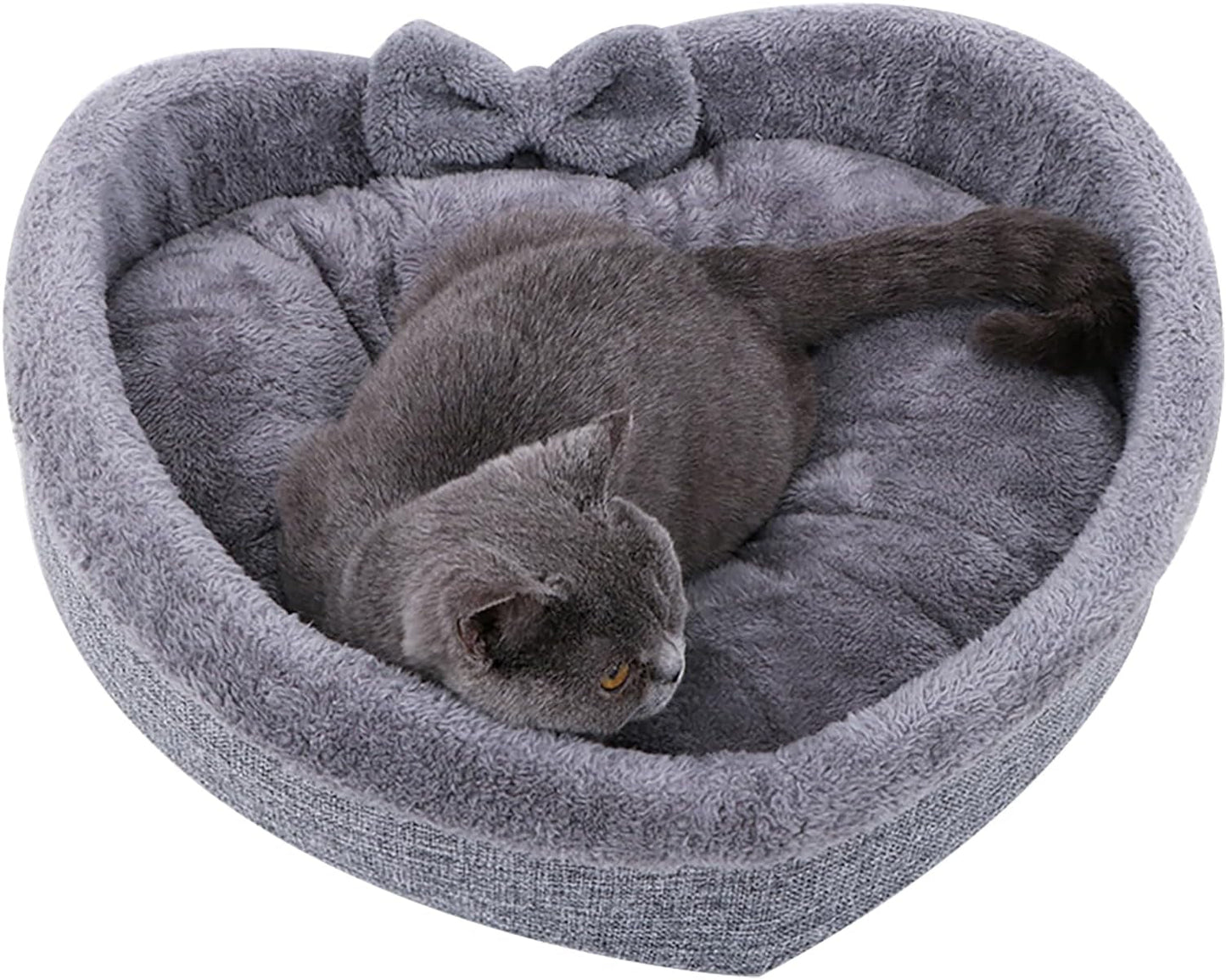 Gray Heart Dog Bed, 19.7*19.7Inch Warming Cozy Soft round Bed for Dogs Cats, Comfortable Dog Heart Bed, Soft Washable Calming Bed for Dogs, Large Dog Pillow & Furniture(L:(Diameter 19.7*High 6.3Inch))