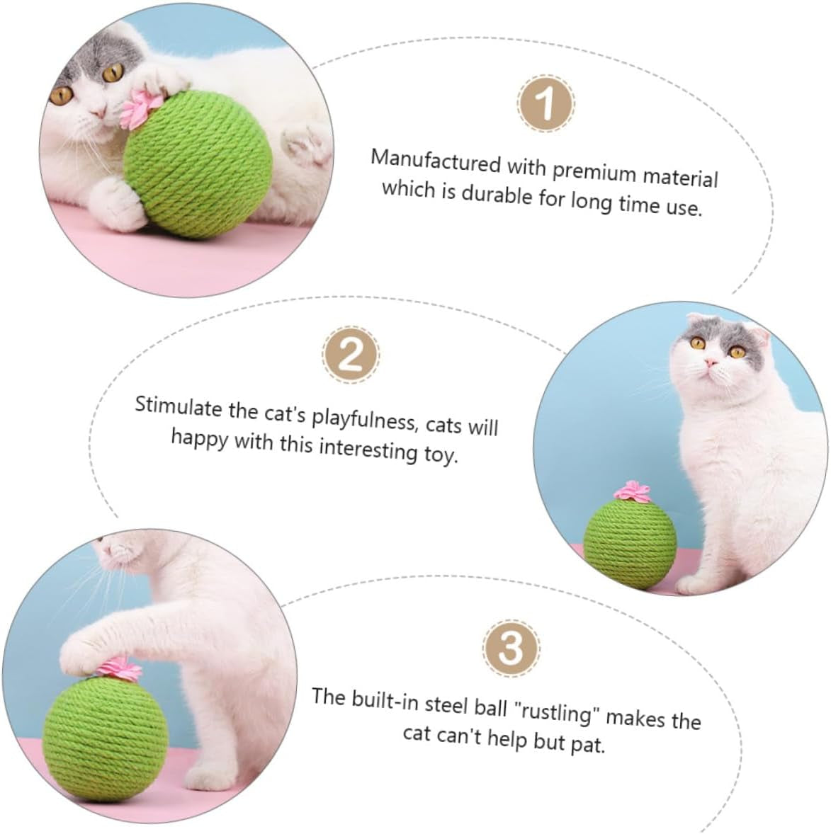 1 Set Cat Claw Grinder Cat Tumbler Toy Durable Claw Grind Tool Cat Play Toy Cleaning Toy Scratcher Cat Toy Cat Teeth Kitten Toys Chew Toys Cat Supplies Rope the Cat