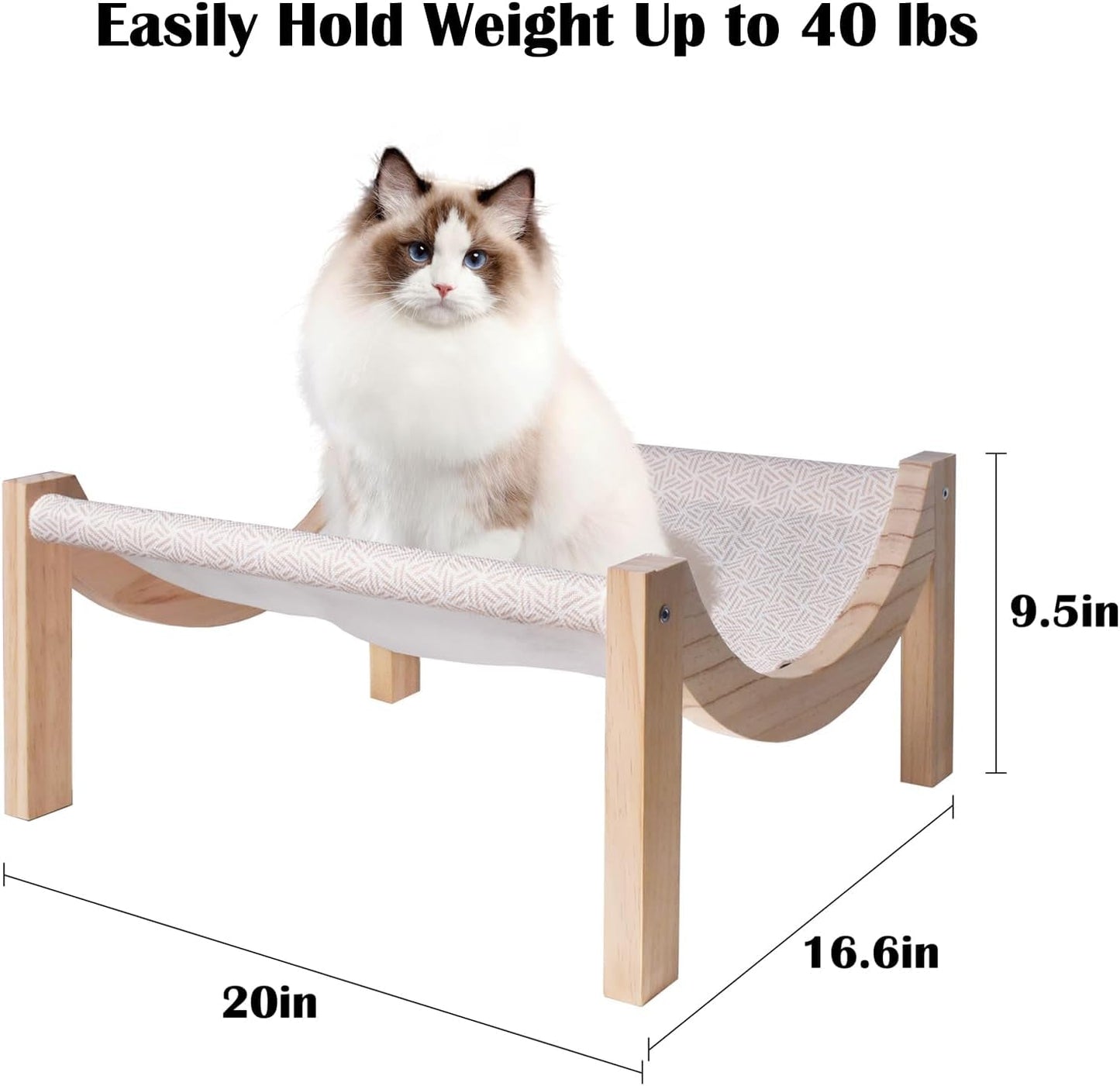 Cat and Dog Bed - Large Wooden Cat Hammock for Indoor and Outdoor: Elevated Pet Furniture Suitable for Small Animals