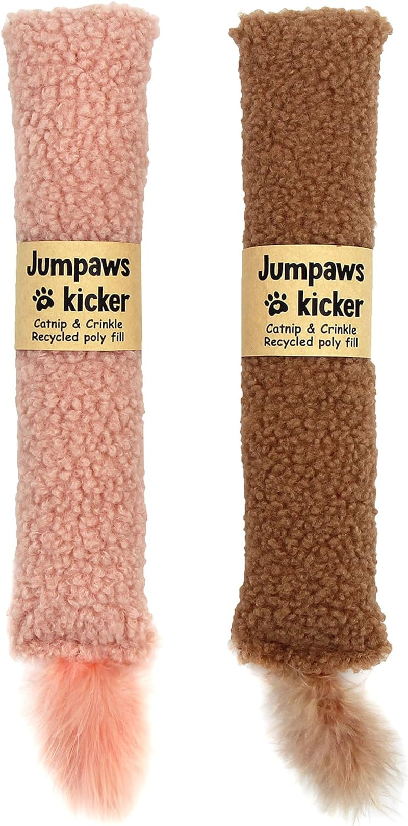 2 Pack Natural Interactive Catnip Cat Kicker with Feathers, Bite Resistant Chew Toy, Crinkle Kicker, Accessories for Indoor Cat