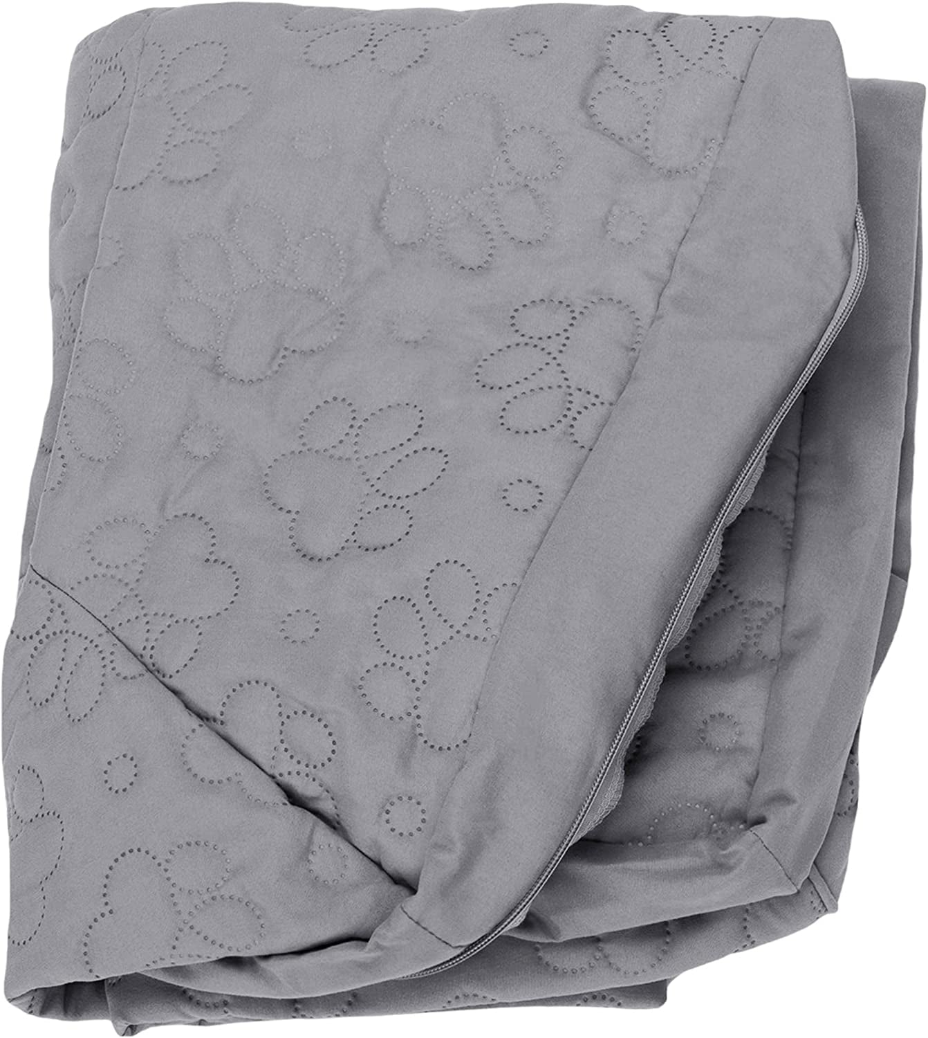 Furhaven Replacement Dog Bed Cover Pinsonic Quilted Paw L Shaped Chaise, Machine Washable - Titanium, Large