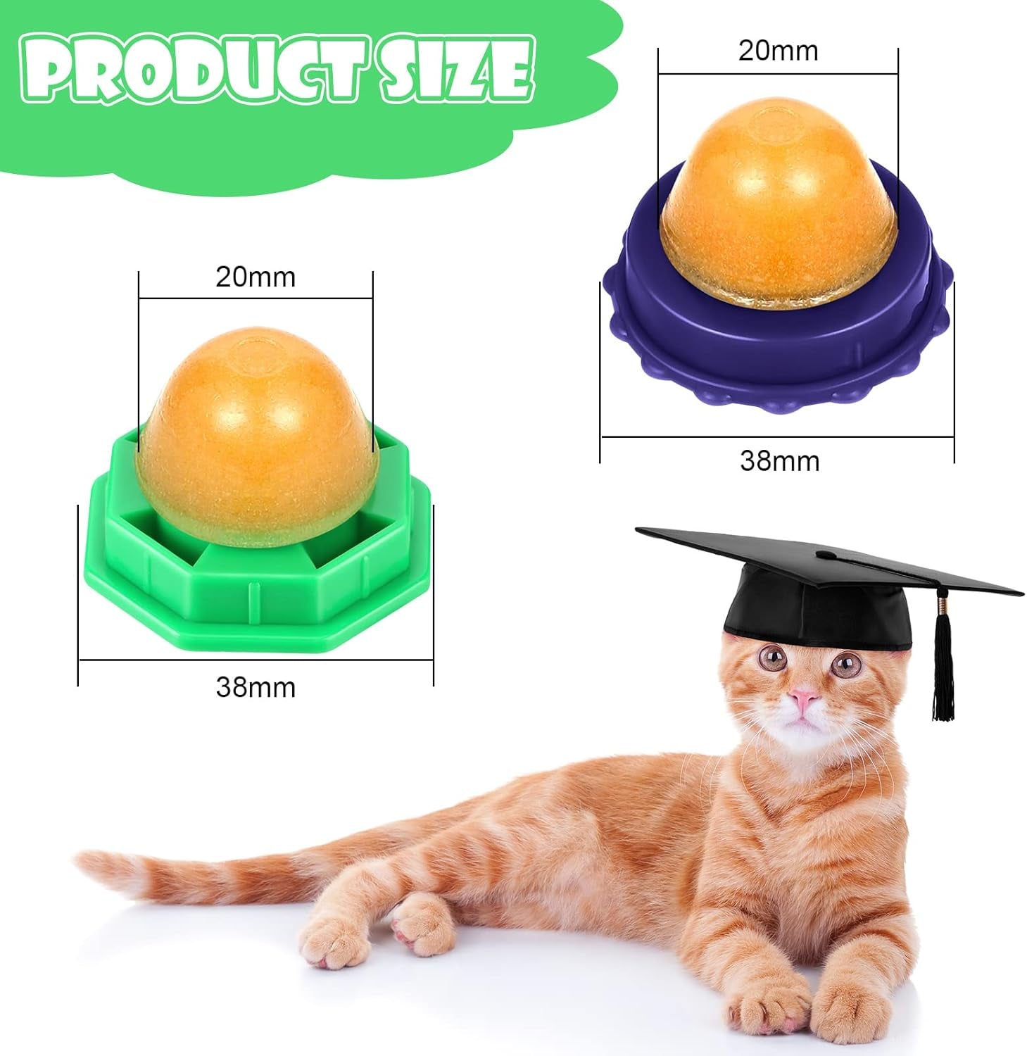 12 Pieces Cat Snacks Candy Ball Cat Licking Sugar Energy Ball Edible Catnip Balls Toy Kitten Sweet Ball Solid Candy for Cat Kitten (Green, Blue), 12 Count (Pack of 1)