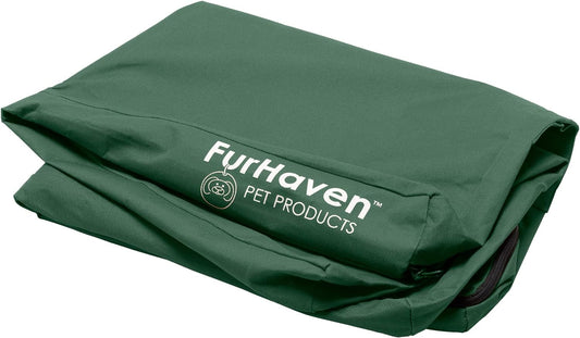 Furhaven Replacement Dog Bed Cover Water-Resistant Indoor/Outdoor Logo Print Oxford Polycanvas Mattress, Washable - Forest, Large