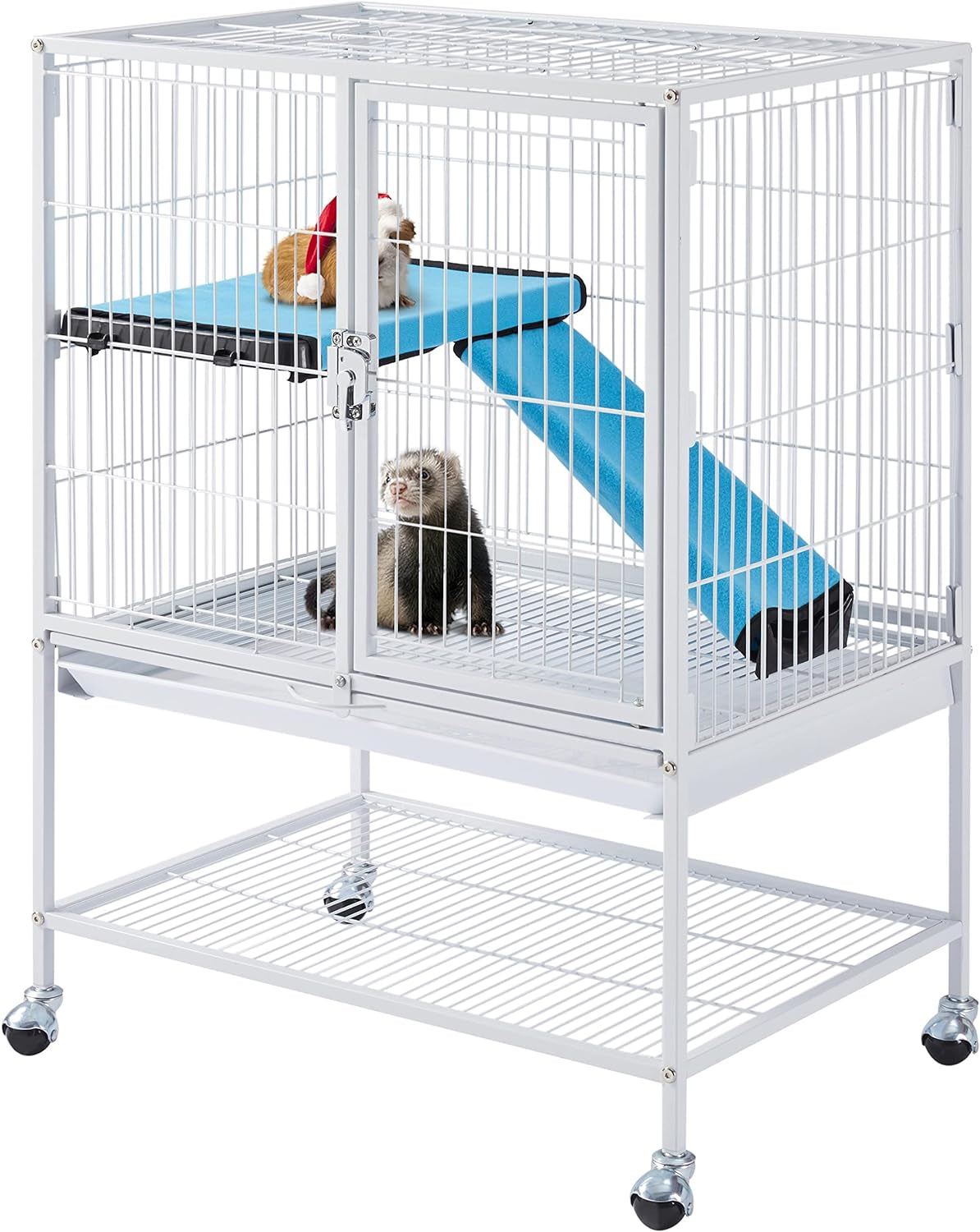 Yaheetech Metal Rolling Critter Nation Cage for Adult Rats/Ferrets/Chinchillas Small Animal Cage W/Removable Ramp & Platform Black