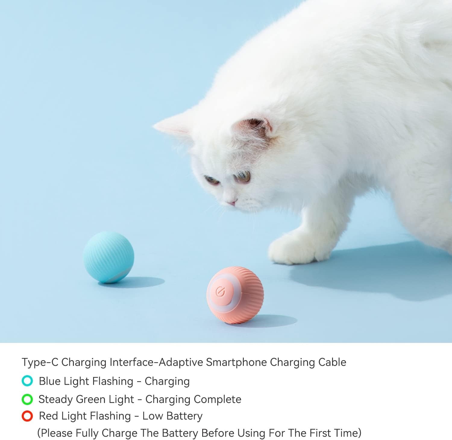 2022 Smart Interactive Cat Toy Ball,The New Kitten Toys with Breathing Light,Type-C Charge. (Pink)