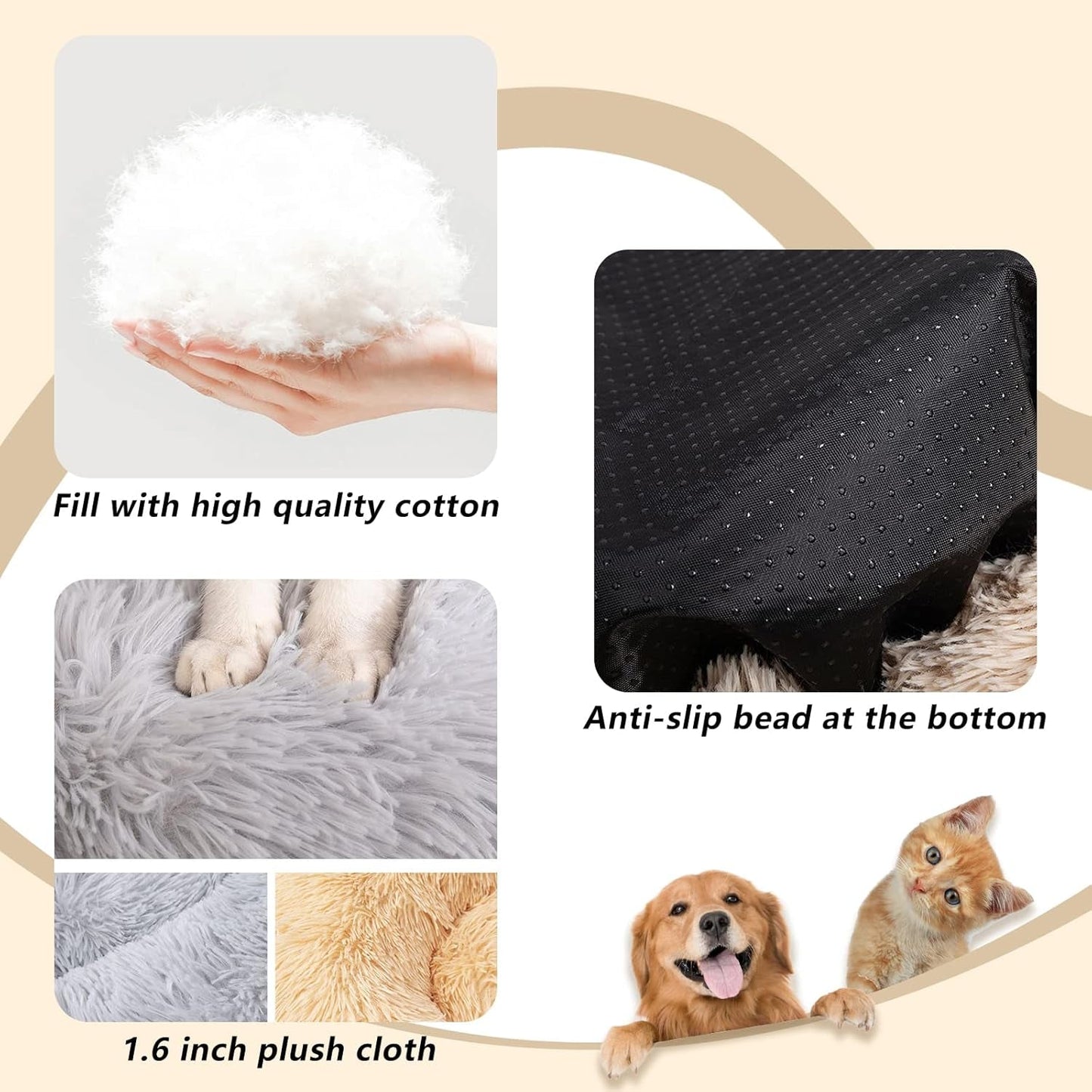 Calming Dog Bed Cat Bed-Machine Washablehigh Bolster, Multiple Sizes S-XXL