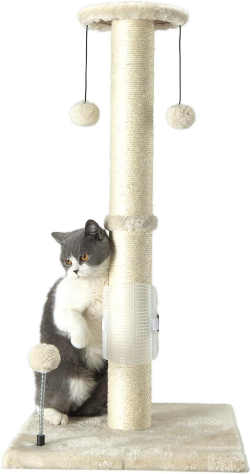 32" Tall Cat Scratching Post Sisal Scratch Posts with Hanging Ball and Self-Massage Brush Vertical Scratcher for Indoor Cats and Kittens(Gray 32Inches)