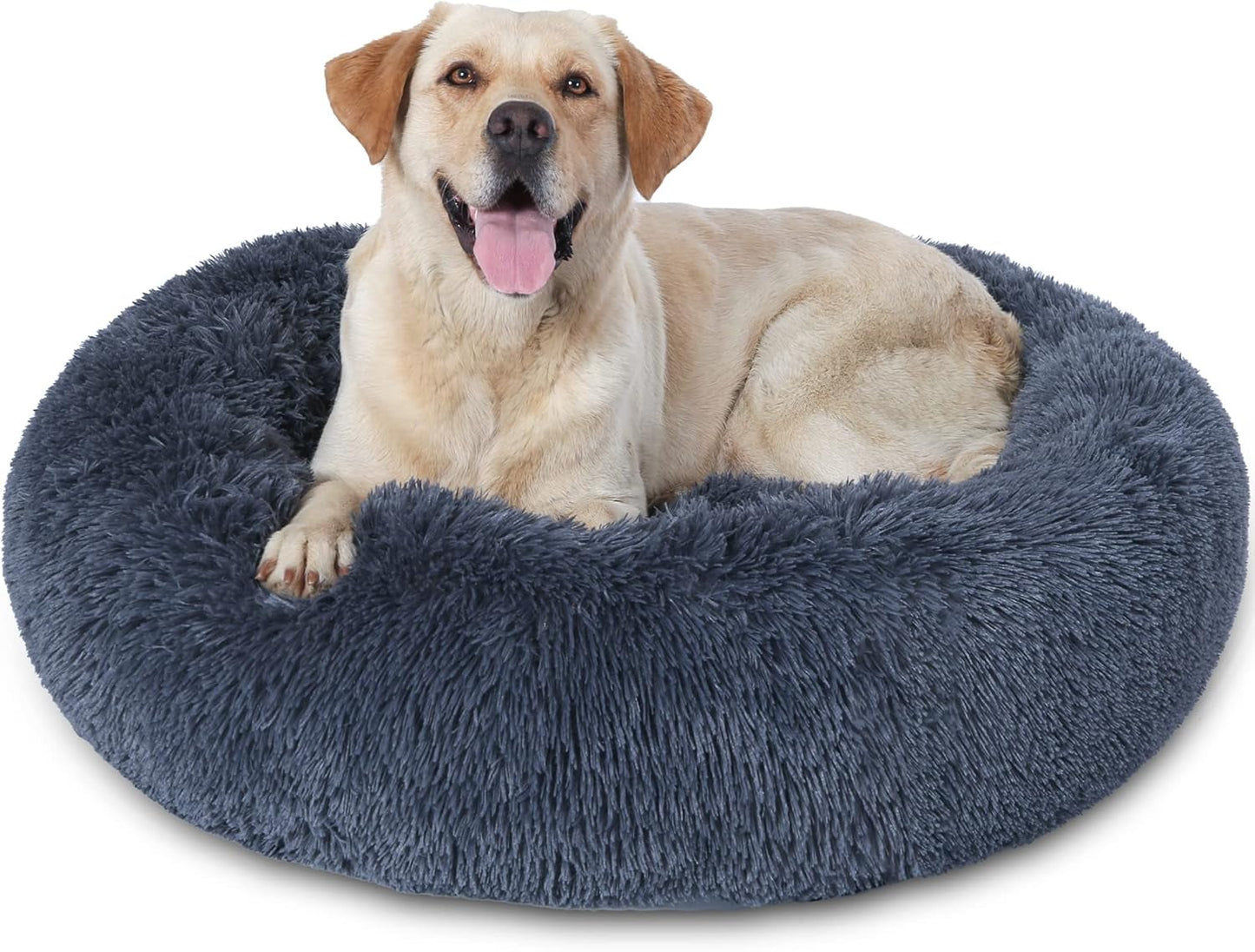 Dog Beds for Large Dogs, Big Calming Dog Bed Washable, Pet Beds for Medium Dogs to Extra Large Dogs, 36 Inch Plush round Donut anti Anxiety XL Dog Bed, Dark Brown