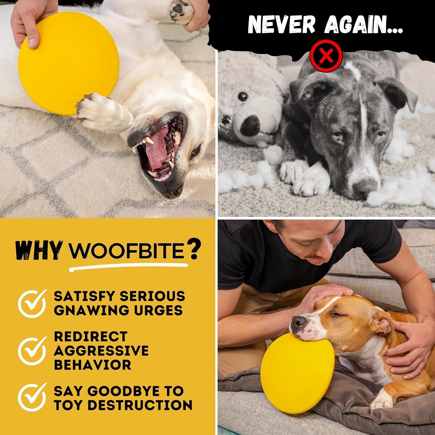 "Indestructible Dog Disc - Lifetime Replacement - Medium & Large Breed - Ultra Durable for Aggressive Chewers - Tough & Strong, Heavy Duty Natural Rubber Toy - Fetch, Tug, & Chew - 8In