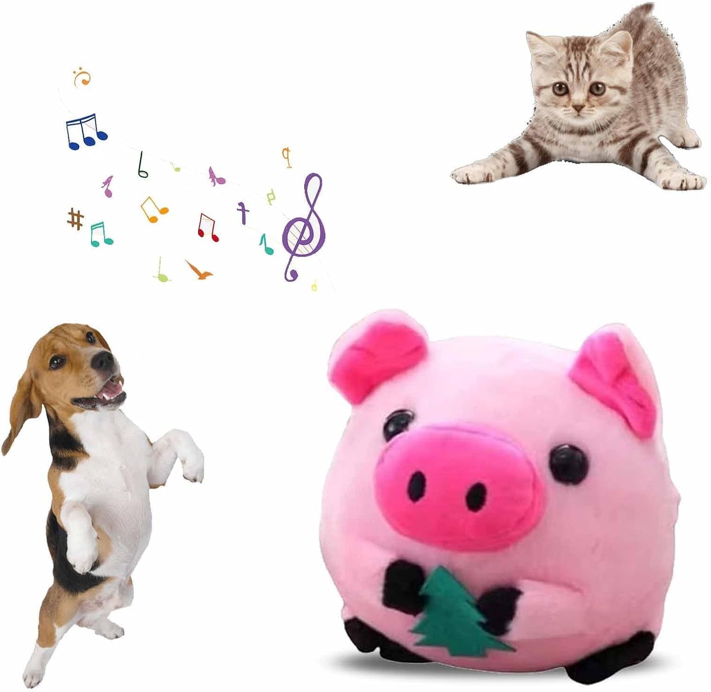 2024 New Active Moving Pet Plush Toy, Interactive Dog Toys Talking Squeaky Moving Ball Toy, Washable Cartoon Pig Plush Sound Electronic Dog Toy (Blue Pig)