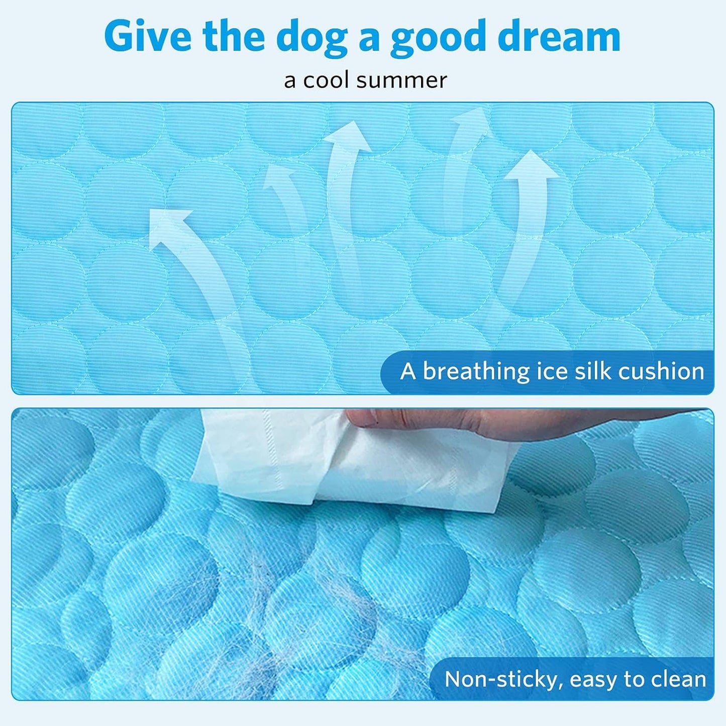 Dog Cooling Mat, Cooling Mat for Dogs Cats, Pet Reusable Bed Mat, Washable Ice Silk Mat, Self Cooling Sleeping Kennel Pad