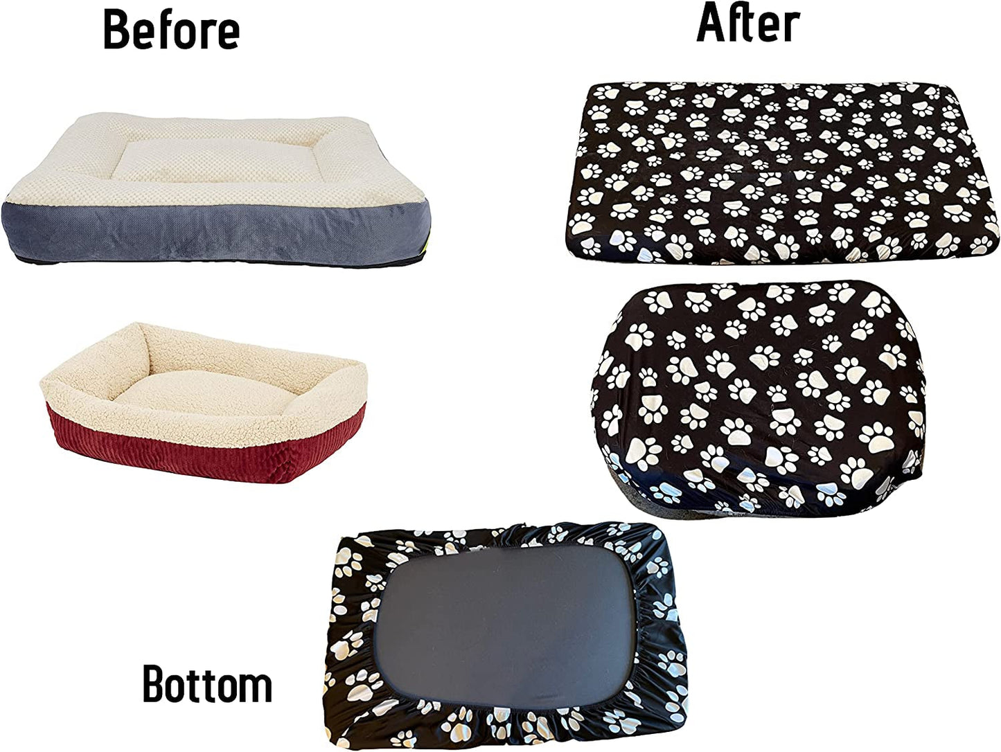 DUKE&LEFTY Furever Dogbed Slipcover-Stretchy, Soft Pet Bed Cover-Universal-Easy to Remove (Zipper Free) -Black/Large