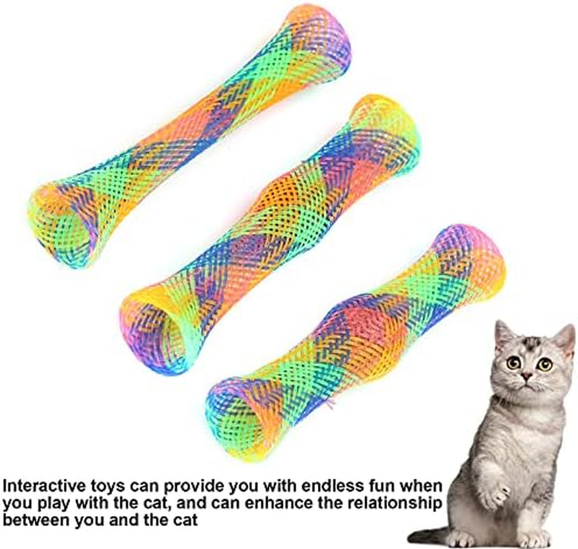 3Pcs Pet Springs Cat Toy Cat Spring Sticks Folding Bouncing Colorful Spring Cat Toy with Bell and Catnip Cat Tube Spring Toy Colorful Cat Plastic Coil